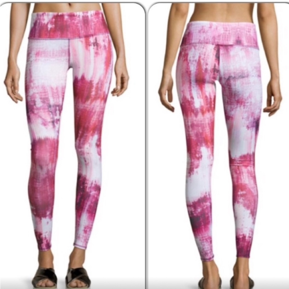 ALO Yoga Pink/Red Airbrush Design Leggings Size Small
